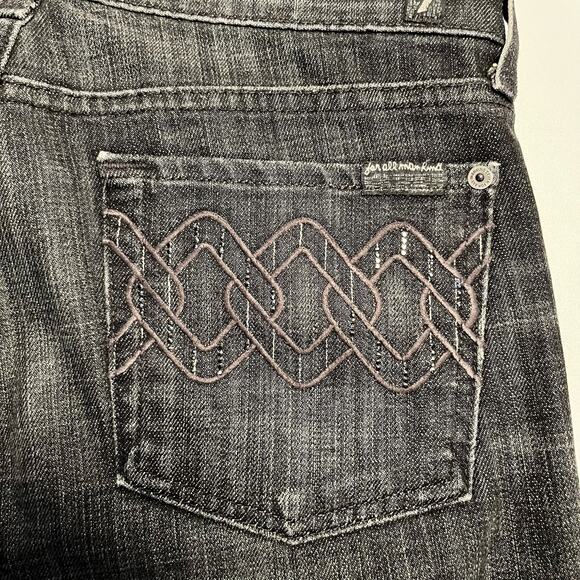 7FAM Dojo Jeans Size 28 Black Flare Diamond Rhinestone - Picture 5 of 16